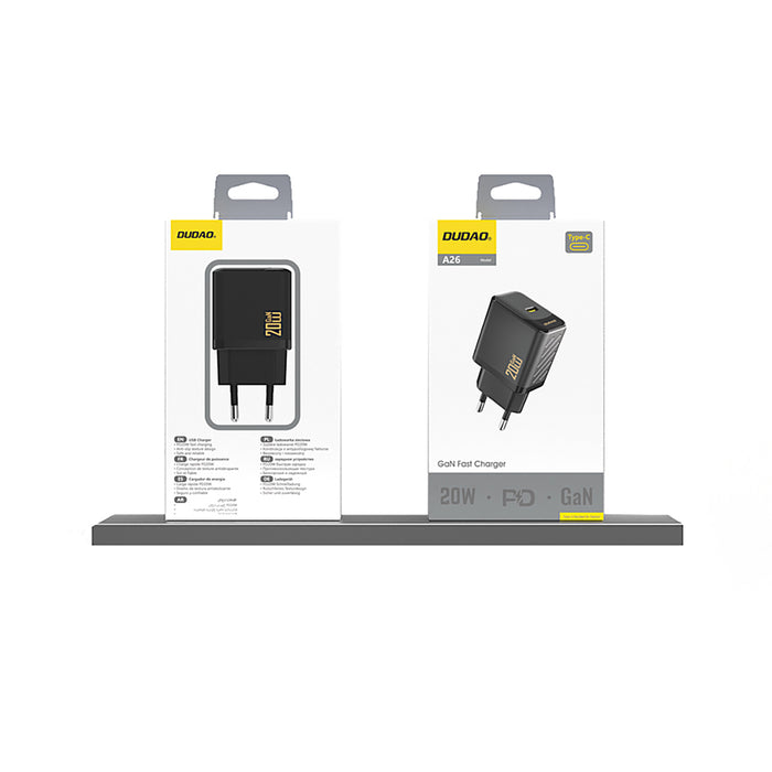 Dudao A26 PD20W GaN USB-C Charger - Black