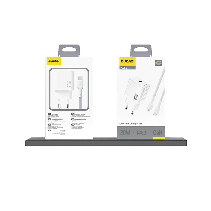 Dudao A26 PD20W GaN USB-C Charger - White