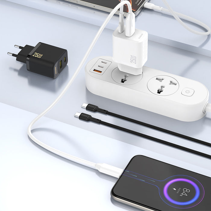 Dudao A26T GaN 25W USB-A, USB-C Charger - White