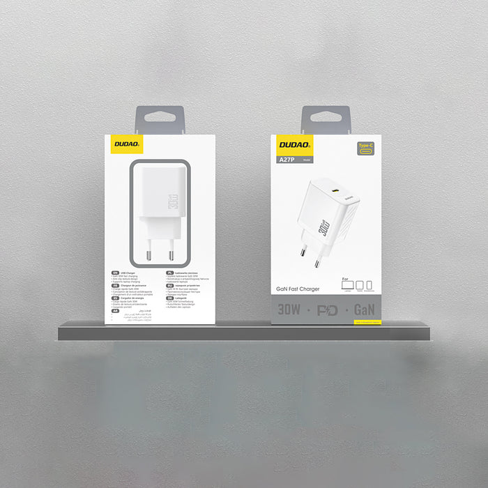 Dudao A27P 30W PD GaN USB-C Wall Charger - White