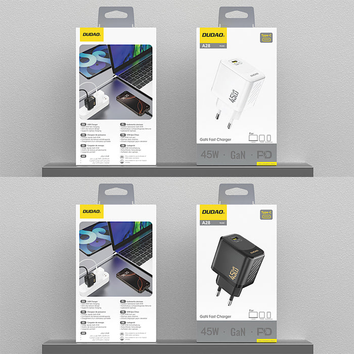 Dudao A28 45W GaN USB-C Wall Charger - Black
