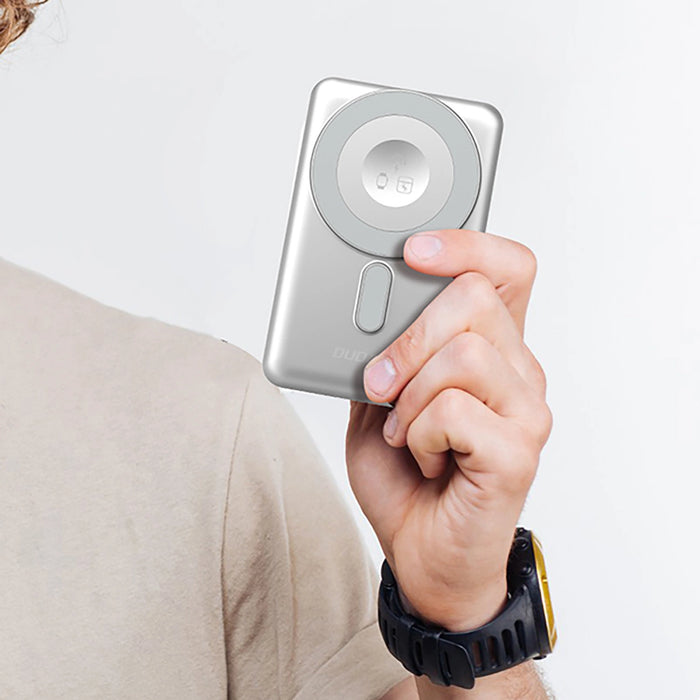 Dudao K29 10000mAh PD 20W MagSafe Power Bank with Metal Case, Stand and Built-in USB-C/ Lightning Cables - Gray