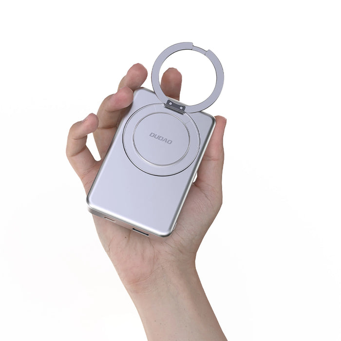 Dudao K28 10000mAh PD 22.5W MagSafe Powerbank with Metal Case and Ring Stand - Silver