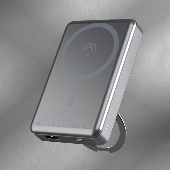 Dudao K28 10000mAh PD 22.5W MagSafe Powerbank with Metal Case and Ring Stand - Gray