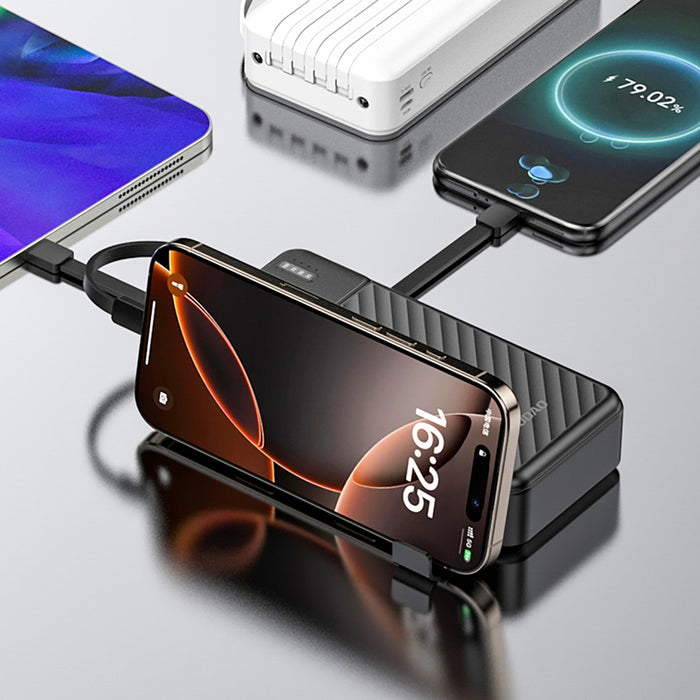Dudao K11 Pro 20000mAh Powerbank with Built-in Cables - Black