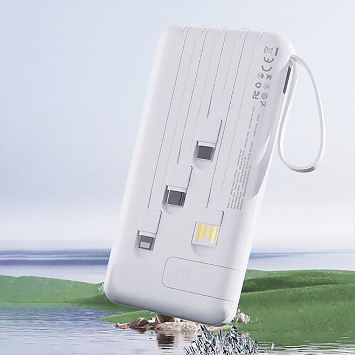 Dudao K11 Pro 20000mAh Powerbank with Built-in Cables - White