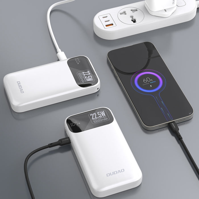 Dudao K31 10000 mAh 22.5W PD Powerbank with Built-in Cable - White