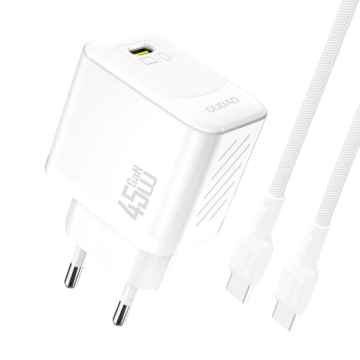 Dudao A28C 45W GaN Wall Charger + USB-C Cable - White
