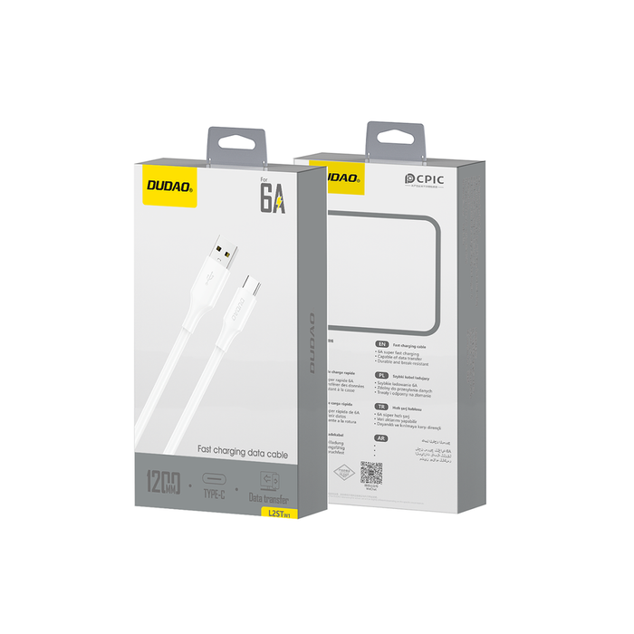 Dudao L2sT USB-A - USB-C 6A Cable 1.2m - White