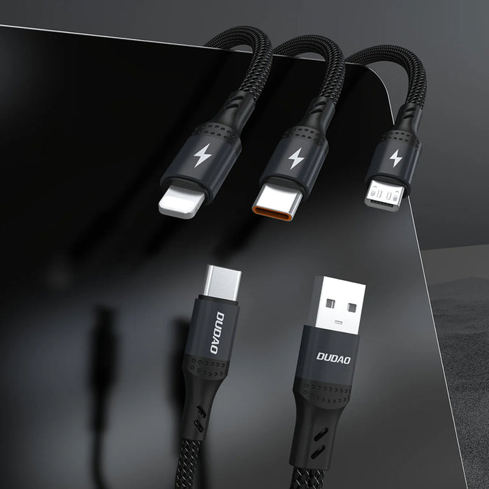 Dudao L3W USB-A/USB-C to Lightning/USB-C/MicroUSB 66W Cable - Black