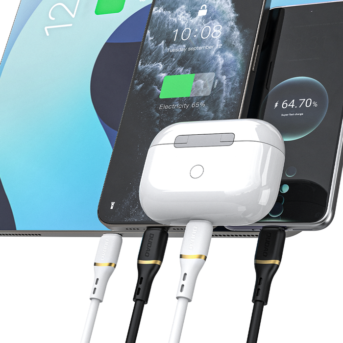Dudao L25X USB-C - Lightning Cable 1m 30W with Soft Silicone Braid - Black