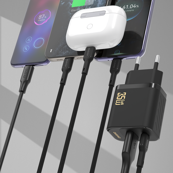 Dudao A27MaxCEU PD QC 35W USB-A USB-C Wall Charger with USB-C Cable - Black