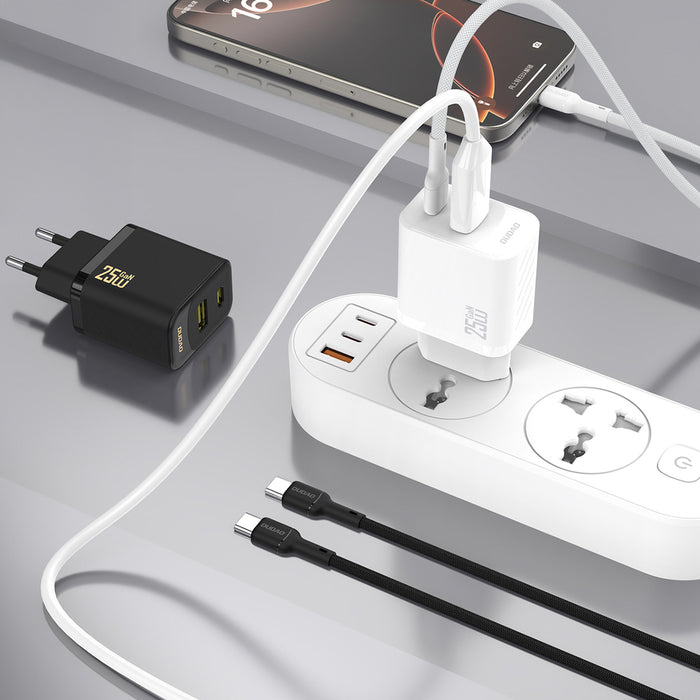 Dudao A26TCEU PD QC 25W GaN USB-A USB-C Wall Charger with USB-C Cable - Black