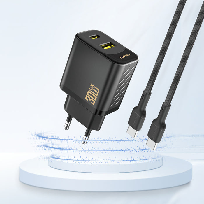 Dudao A27TEU PD 30W GaN USB-A USB-C Wall Charger - Black