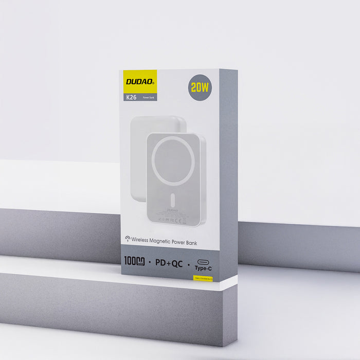 Dudao K26 Power Bank 10000mAh 20W USB-A / USB-C / MagSafe - White