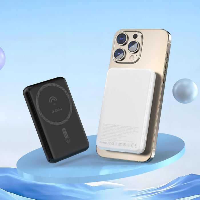 Dudao K14S Magnetic Power Bank 20W 5000mAh 1x USB-A 1x USB-C - White
