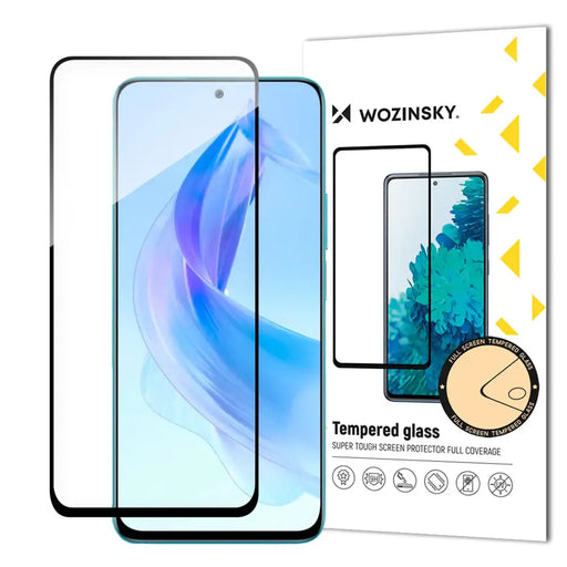 Durable Wozinsky Full Glue tempered glass for Honor 90 Lite/X50i full screen with frame - black - Cell phone tempered
