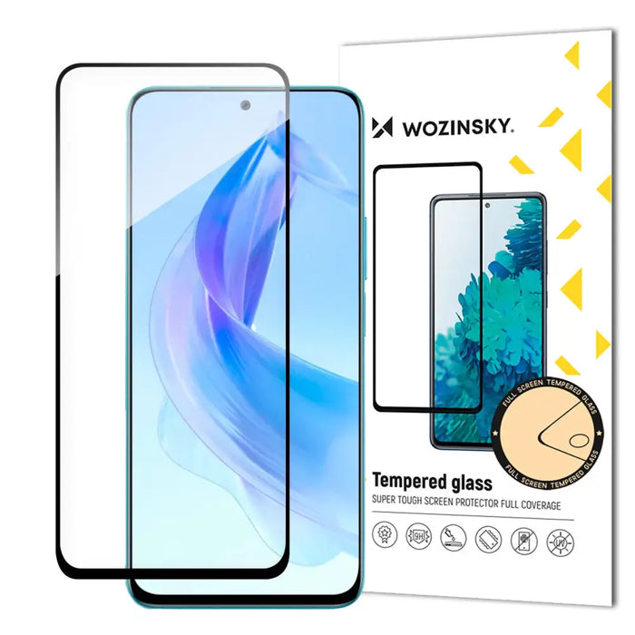 Durable Wozinsky Full Glue tempered glass for Honor 90 Lite/X50i full screen with frame - black - Cell phone tempered