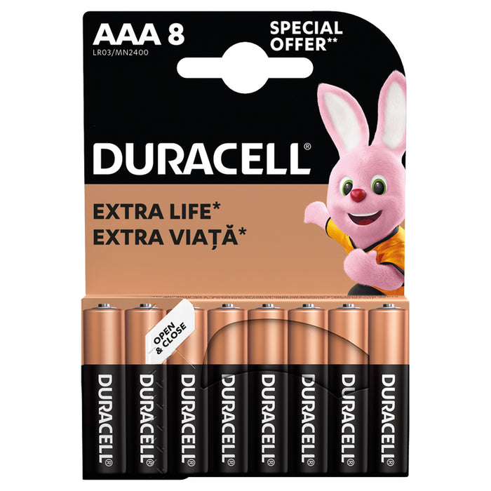 8 DURACELL BASIC AAA ALKALINE BATTERIES