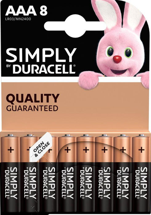 Alkaline Battery LR03 AAA 8pk Blister SIMPLY MN2400 DURACELL