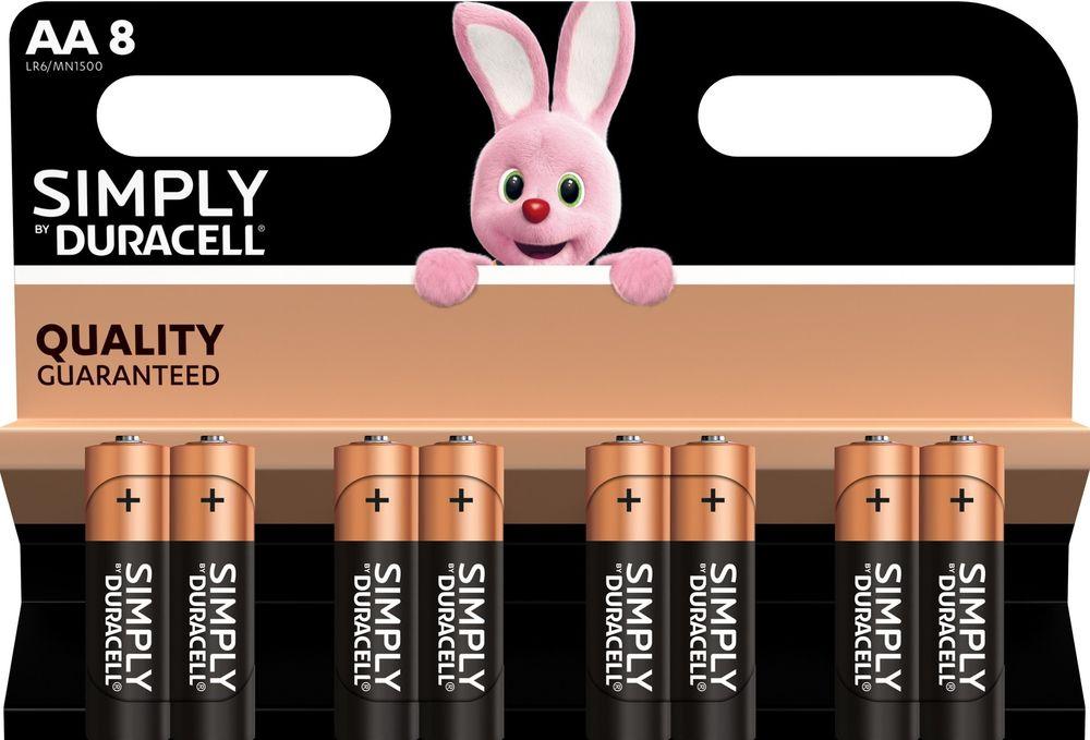 Alkaline Battery LR6 AA 8pk Blister SIMPLY MN1500 DURACELL
