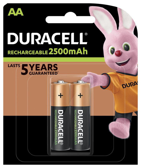 Rechargeable battery DURACELL R6 AA, 2500mAh NiMH, 1.2V, 2 pcs. in a package