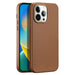 Dux Ducis Grit Leather Case for iPhone 14 Pro Max Elegant Faux Leather Cover (MagSafe Compatible) Brown - Cell phone