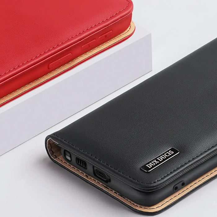 Dux Ducis Hivo Case for Samsung Galaxy S23 Ultra Flip Cover Wallet Stand RFID Blocking Brown - Cell phone cases