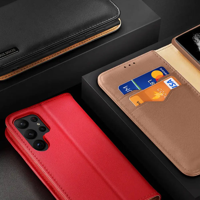 Dux Ducis Hivo case Samsung Galaxy S23 flip cover wallet stand RFID blocking brown - Cell phone cases