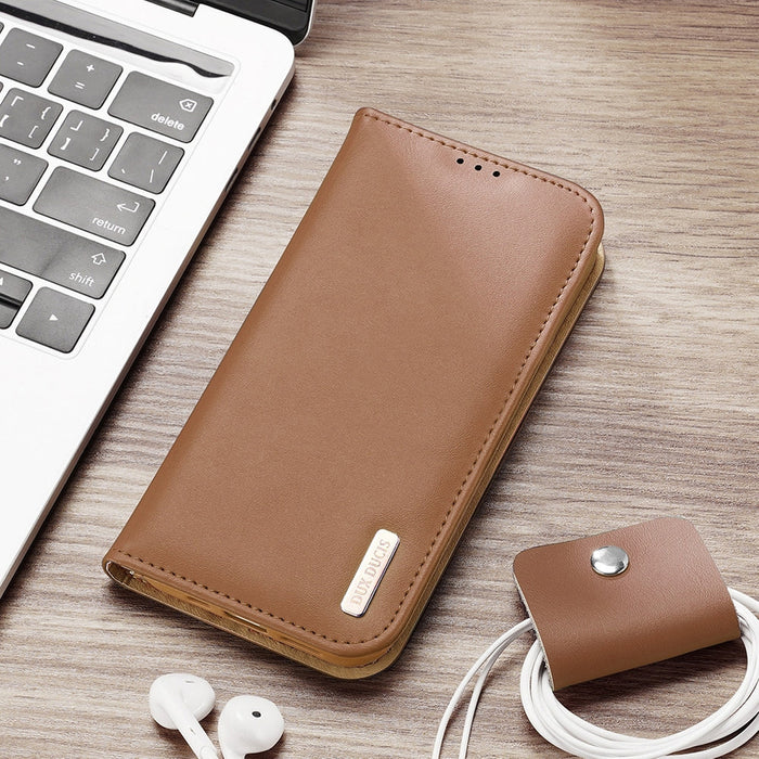 Dux Ducis Hivo Leather Flip Cover Genuine Leather Wallet for Cards and Documents iPhone 14 Pro Max Red - Cell phone