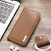 Dux Ducis Hivo Leather Flip Cover Genuine Leather Wallet for Cards and Documents iPhone 14 Pro Max Brown - Cell phone