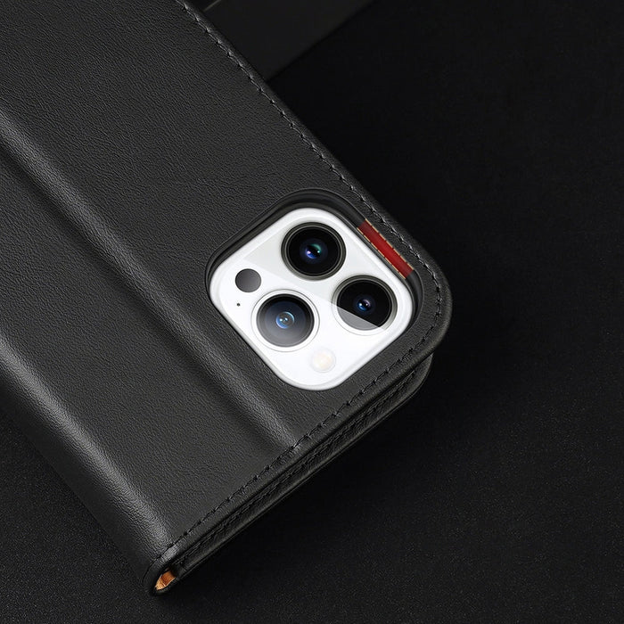Dux Ducis Hivo Leather Flip Cover Genuine Leather Wallet for Cards and Documents iPhone 14 Pro Max Black - Cell phone