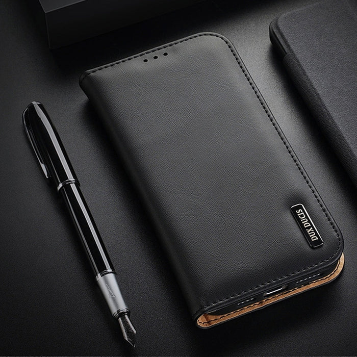 Dux Ducis Hivo Leather Flip Cover Genuine Leather Wallet for Cards and Documents iPhone 14 Pro Max Black - Cell phone