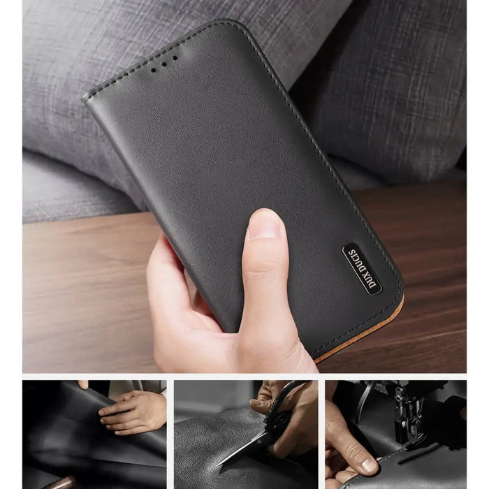Dux Ducis Hivo Leather Flip Cover Genuine Leather Wallet for Cards and Documents iPhone 14 Pro Red - Cell phone cases