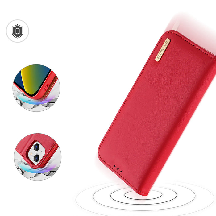 Dux Ducis Hivo Leather Flip Cover Genuine Leather Wallet for Cards and Documents iPhone 14 Plus Red - Cell phone cases