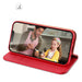 Dux Ducis Hivo Leather Flip Cover Genuine Leather Wallet for Cards and Documents iPhone 14 Plus Red - Cell phone cases