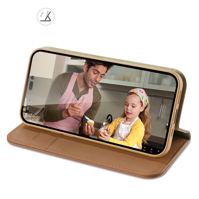 Dux Ducis Hivo Leather Flip Cover Genuine Leather Wallet for Cards and Documents iPhone 14 Pro Max Brown - Cell phone