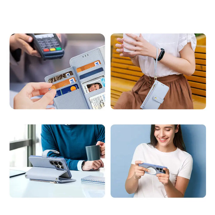 Dux Ducis Lawa Leather Case for Samsung Galaxy S25 Ultra with Detachable Magnetic Wallet - Blue - Cell phone cases