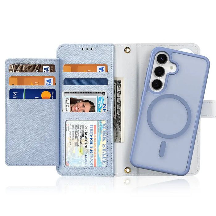 Dux Ducis Lawa Leather Case for Samsung Galaxy S25+ with Detachable Magnetic Wallet - Blue - Cell phone cases