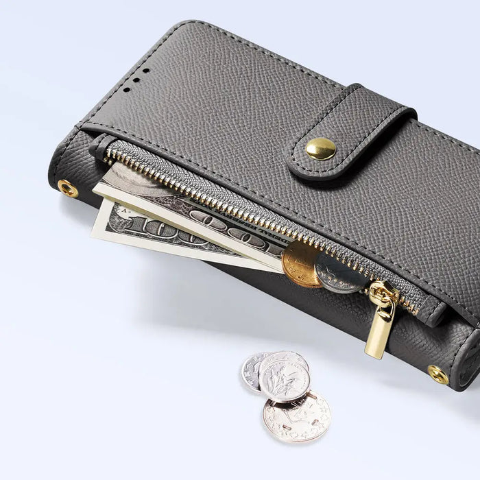 Dux Ducis Lawa Leather Case for Samsung Galaxy S25+ with Detachable Magnetic Wallet - Gray - Cell phone cases