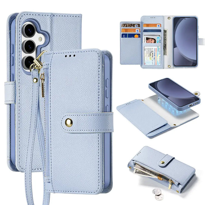 Dux Ducis Lawa Leather Case for Samsung Galaxy S25+ with Detachable Magnetic Wallet - Blue - Cell phone cases