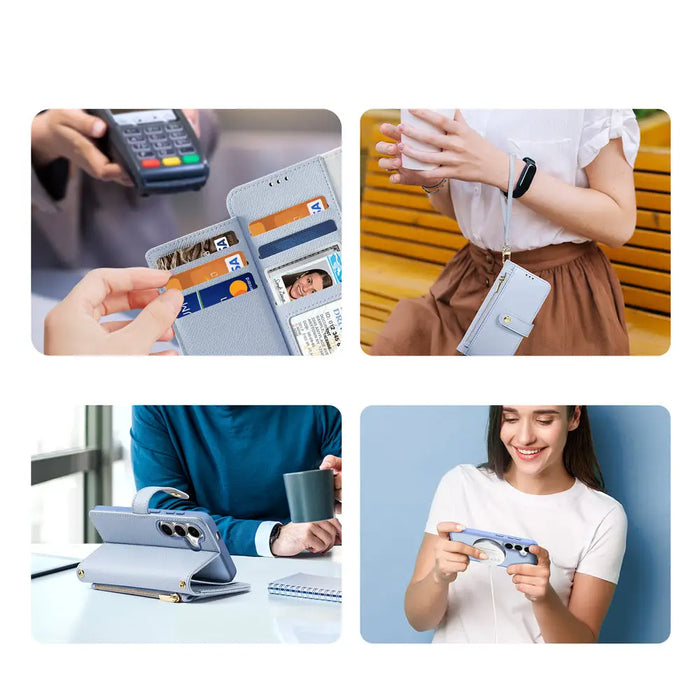 Dux Ducis Lawa Leather Case for Samsung Galaxy S25+ with Detachable Magnetic Wallet - Blue - Cell phone cases