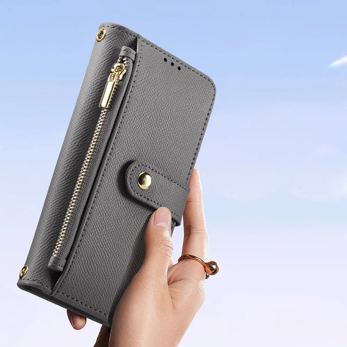 Dux Ducis Lawa Leather Case for Samsung Galaxy S25 with Detachable Magnetic Wallet - Gray - Cell phone cases