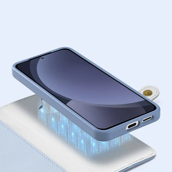 Dux Ducis Lawa Leather Case for Samsung Galaxy S25 with Detachable Magnetic Wallet - Blue - Cell phone cases