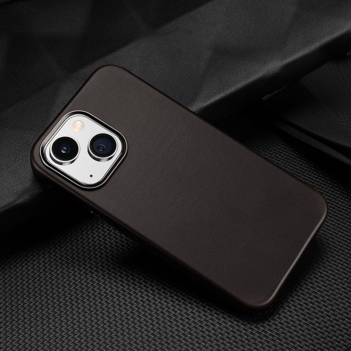 Dux Ducis Naples Case for iPhone 14 Plus Leather Cover (MagSafe Compatible) Dark Brown - Cell phone cases