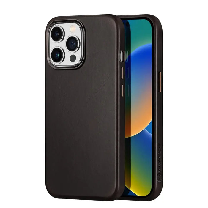 Dux Ducis Naples Case for iPhone 14 Pro Leather Cover (MagSafe Compatible) Dark Brown - Cell phone cases