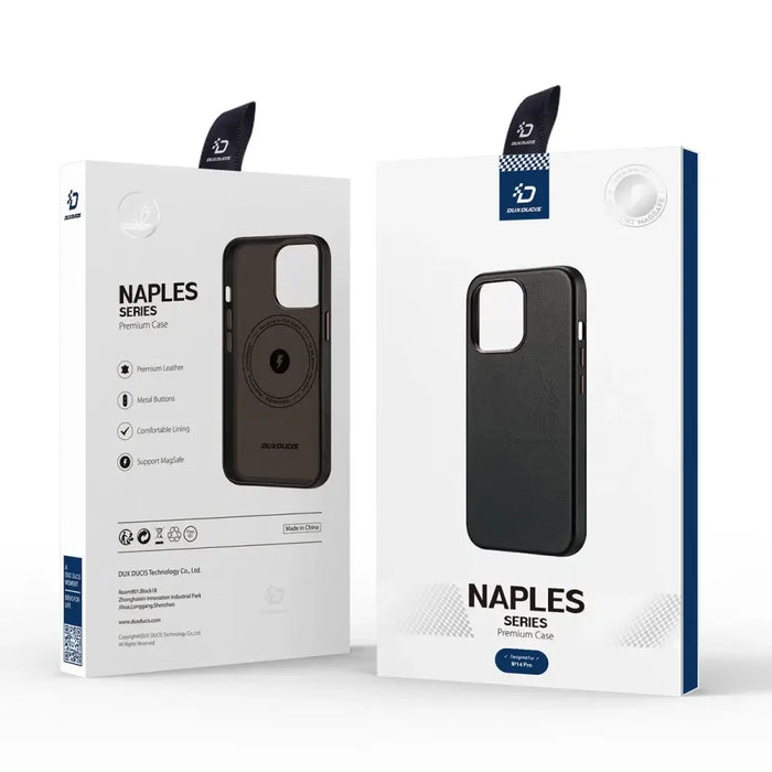 Dux Ducis Naples Case for iPhone 14 Pro Leather Cover (MagSafe Compatible) Dark Brown - Cell phone cases