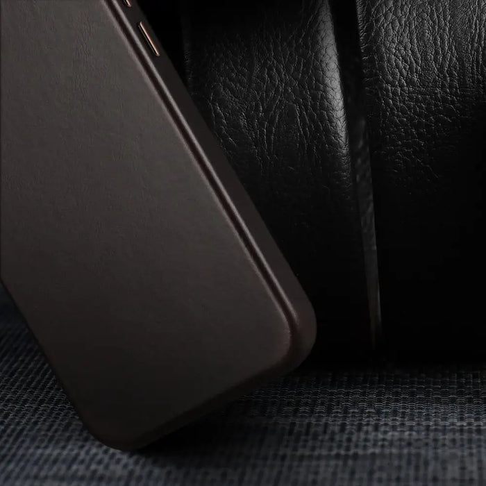 Dux Ducis Naples Case for iPhone 14 Pro Max Leather Cover (MagSafe Compatible) Dark Brown - Cell phone cases