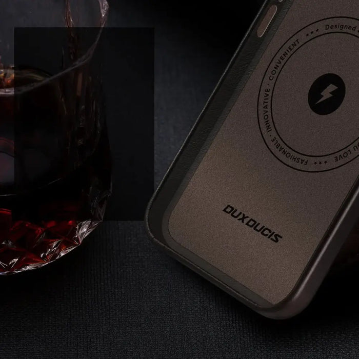 Dux Ducis Naples Case for iPhone 14 Pro Max Leather Cover (MagSafe Compatible) Dark Brown - Cell phone cases