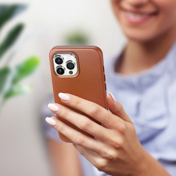 Dux Ducis Naples case iPhone 14 Pro Max magnetic leather MagSafe cover brown - Cell phone cases and covers<<<HurtelXML